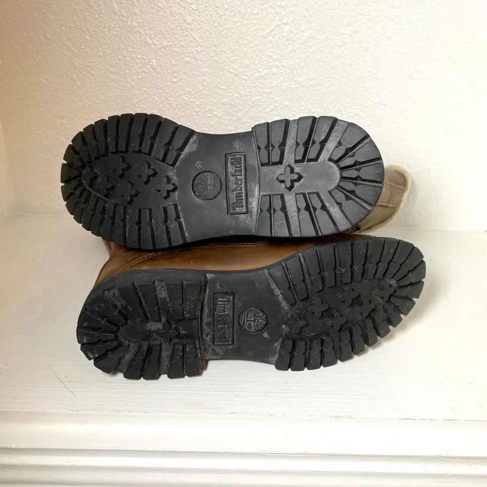 Timberland Nellie Fur Lined Leather Buckle Pull On Waterproof Boots Brown 7 - Picture 7 of 8